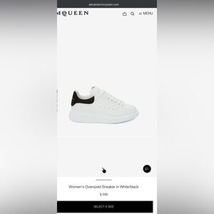 Alexander McQueen White & Black Leather Oversized Sneaker.